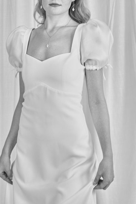 Brautkleid mit abnehmbaren Ärmeln aus Seide