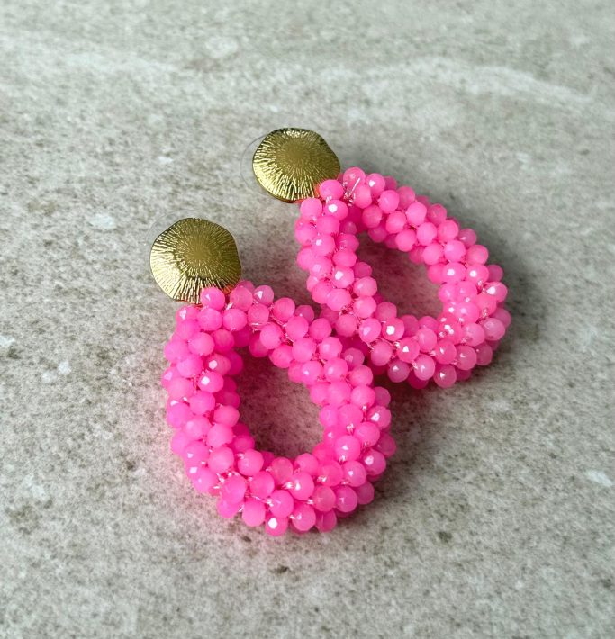 Ohrringe Party in Pink mit goldenem Stecker